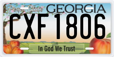 GA license plate CXF1806