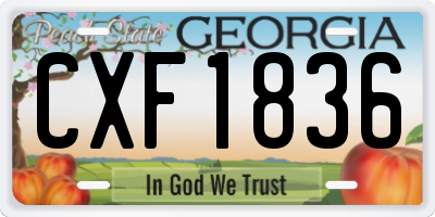 GA license plate CXF1836