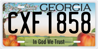 GA license plate CXF1858