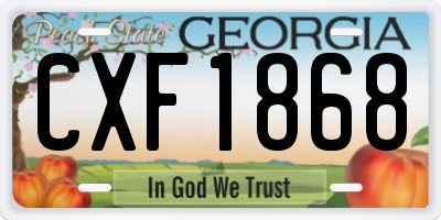 GA license plate CXF1868