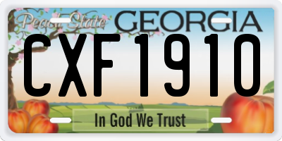 GA license plate CXF1910