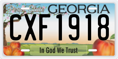 GA license plate CXF1918