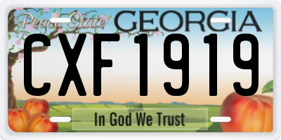 GA license plate CXF1919