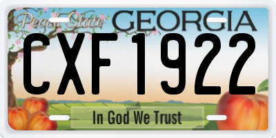 GA license plate CXF1922