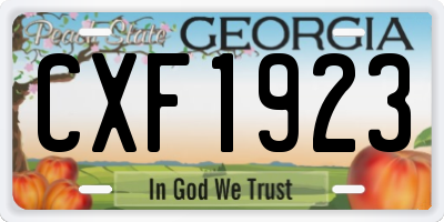 GA license plate CXF1923
