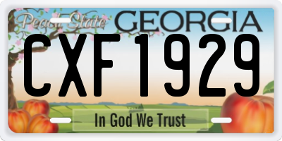 GA license plate CXF1929
