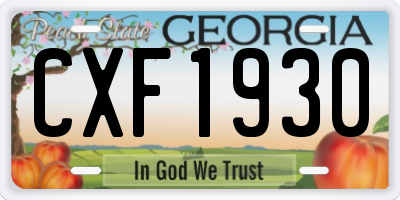 GA license plate CXF1930