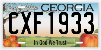 GA license plate CXF1933