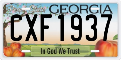 GA license plate CXF1937