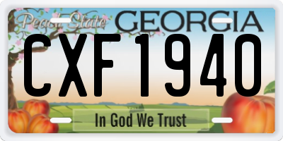 GA license plate CXF1940