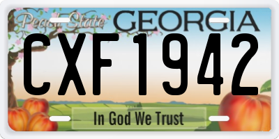 GA license plate CXF1942