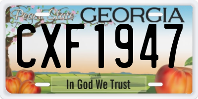 GA license plate CXF1947