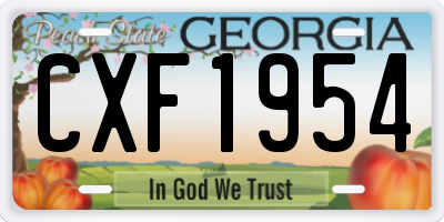 GA license plate CXF1954