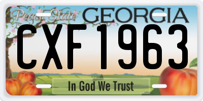 GA license plate CXF1963