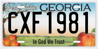 GA license plate CXF1981