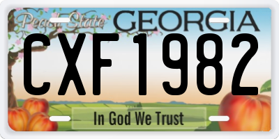 GA license plate CXF1982