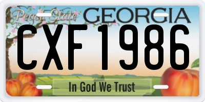 GA license plate CXF1986