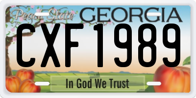 GA license plate CXF1989