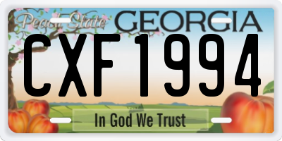 GA license plate CXF1994