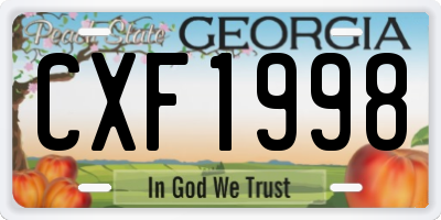 GA license plate CXF1998