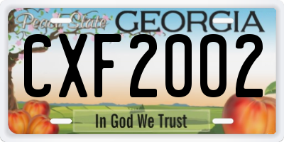 GA license plate CXF2002