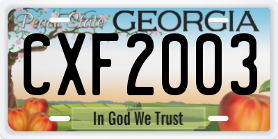 GA license plate CXF2003