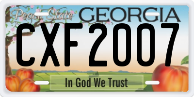 GA license plate CXF2007