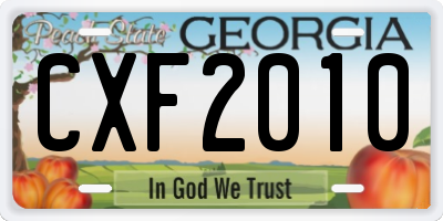 GA license plate CXF2010