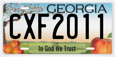 GA license plate CXF2011