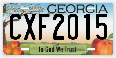 GA license plate CXF2015