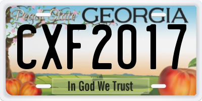 GA license plate CXF2017