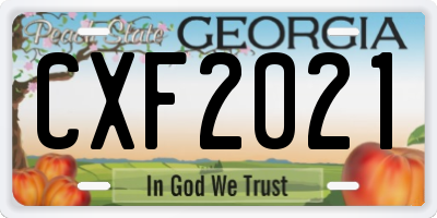 GA license plate CXF2021