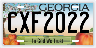 GA license plate CXF2022