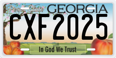 GA license plate CXF2025