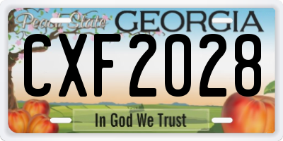 GA license plate CXF2028