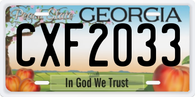 GA license plate CXF2033
