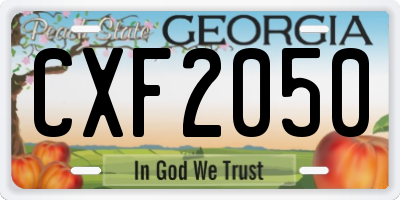 GA license plate CXF2050