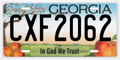 GA license plate CXF2062