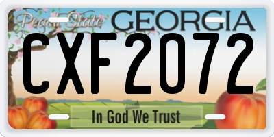 GA license plate CXF2072