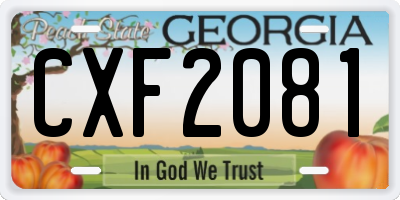 GA license plate CXF2081