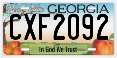 GA license plate CXF2092