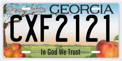 GA license plate CXF2121