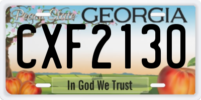 GA license plate CXF2130