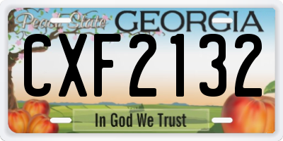 GA license plate CXF2132
