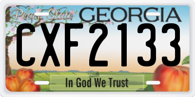 GA license plate CXF2133