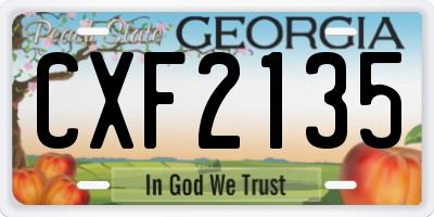 GA license plate CXF2135