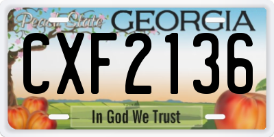 GA license plate CXF2136