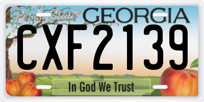 GA license plate CXF2139
