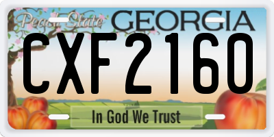 GA license plate CXF2160