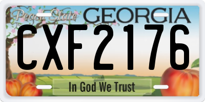 GA license plate CXF2176